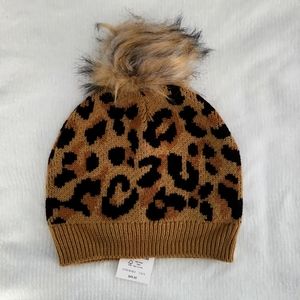 J Crew pom pom leopard hat